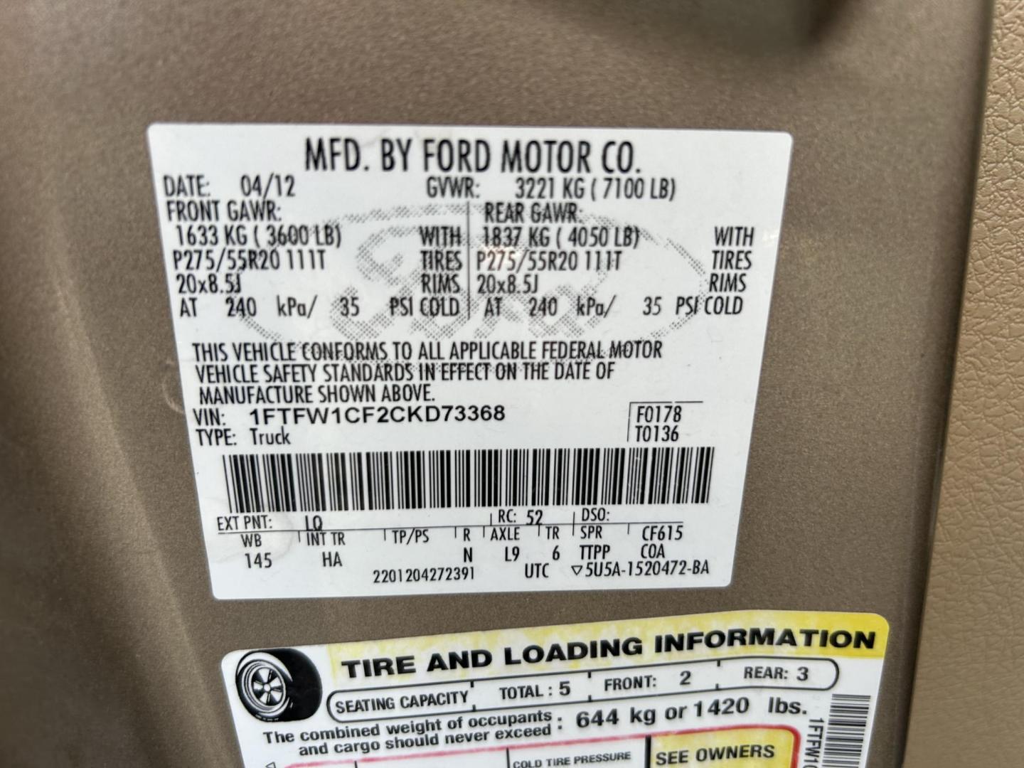 2012 Tan /Tan Ford F-150 FX2 SuperCrew 5.5-ft. Bed 2WD (1FTFW1CF2CK) with an 5.0L V8 engine, 6-Speed Automatic transmission, located at 1687 Business 35 S, New Braunfels, TX, 78130, (830) 625-7159, 29.655487, -98.051491 - Photo#15