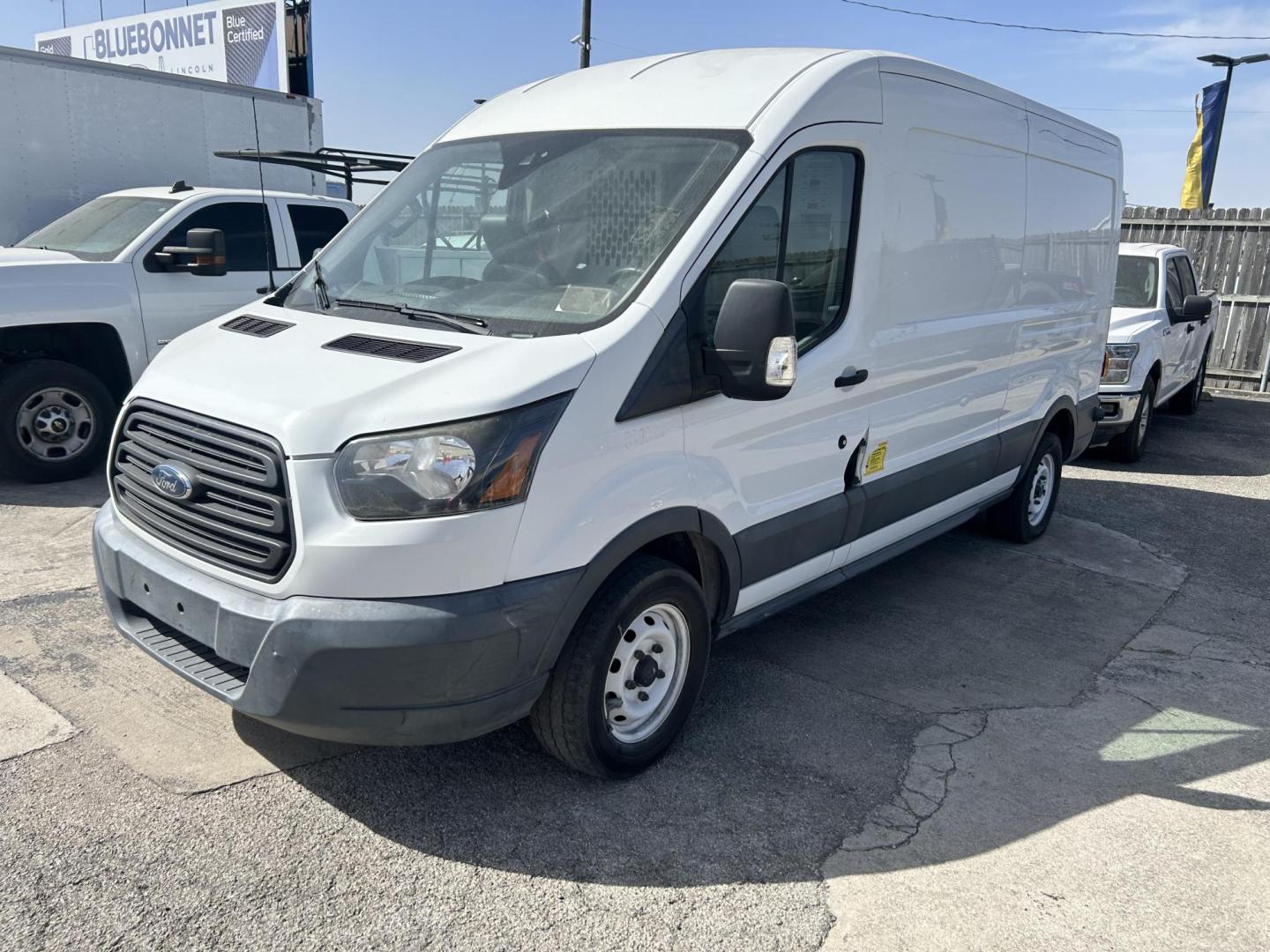 2018 White Ford Transit 150 Van Med. Roof w/Sliding Pass. 148-in. WB (1FTYE2CM4JK) with an 3.7L V6 DOHC 24V engine, 6A transmission, located at 1687 Business 35 S, New Braunfels, TX, 78130, (830) 625-7159, 29.655487, -98.051491 - Photo#0