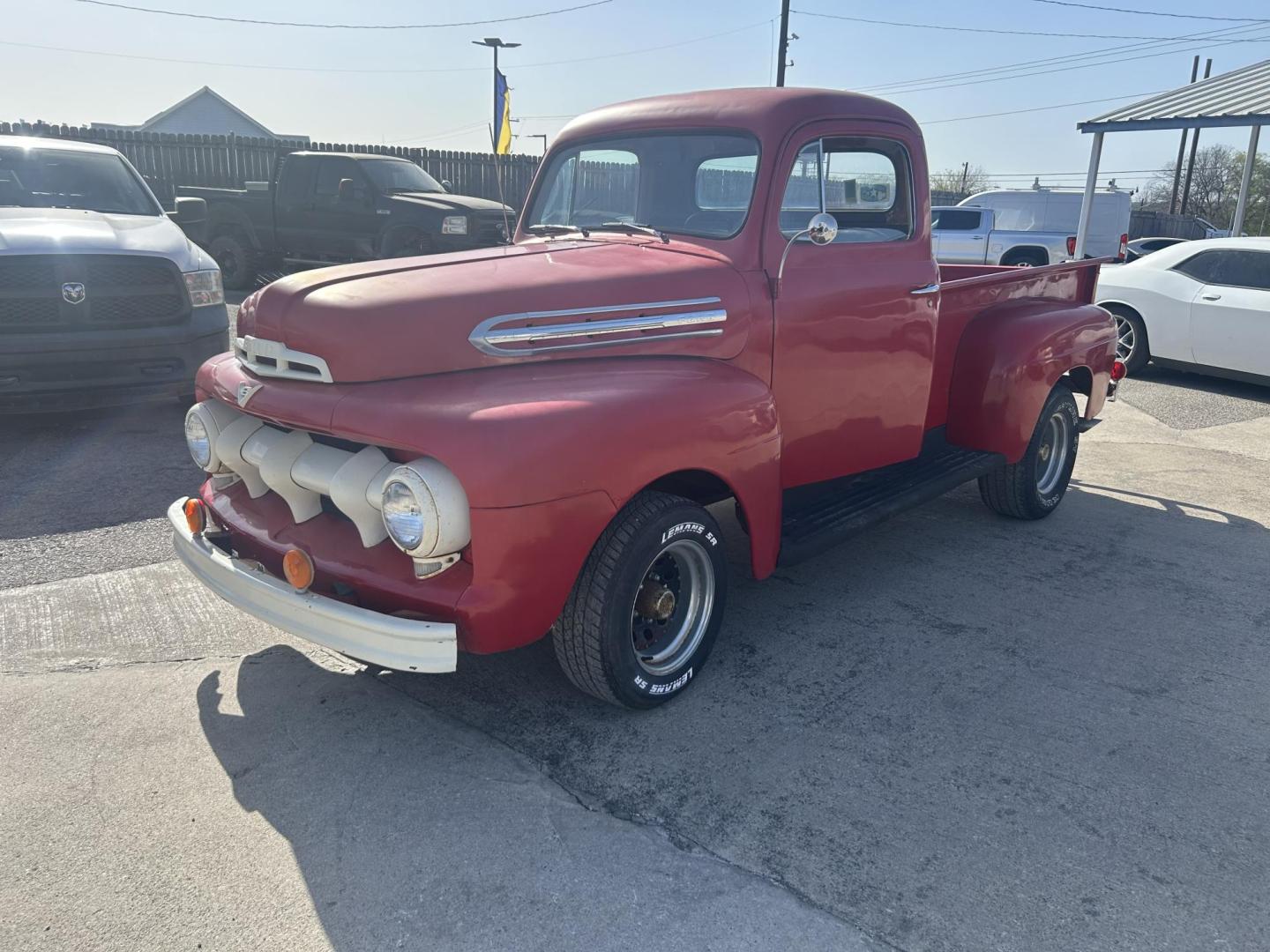 1951 Red Ford F1 (F1R1MP27931) with an V8 engine, 3SPD transmission, located at 1687 Business 35 S, New Braunfels, TX, 78130, (830) 625-7159, 29.655487, -98.051491 - Photo#0