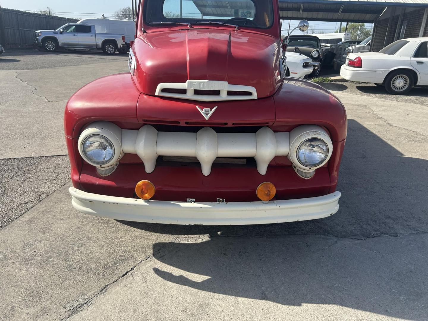 1951 Red Ford F1 (F1R1MP27931) with an V8 engine, 3SPD transmission, located at 1687 Business 35 S, New Braunfels, TX, 78130, (830) 625-7159, 29.655487, -98.051491 - Photo#1