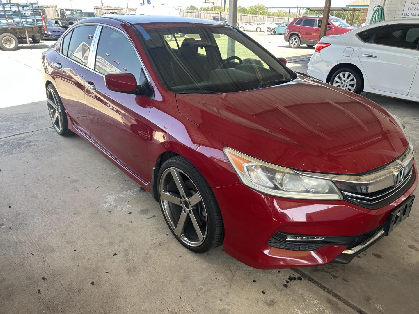 2017 Red Honda Accord Sport Sedan CVT (1HGCR2F50HA) with an 2.4L L4 DOHC 16V engine, CVT transmission, located at 1687 Business 35 S, New Braunfels, TX, 78130, (830) 625-7159, 29.655487, -98.051491 - Photo#1