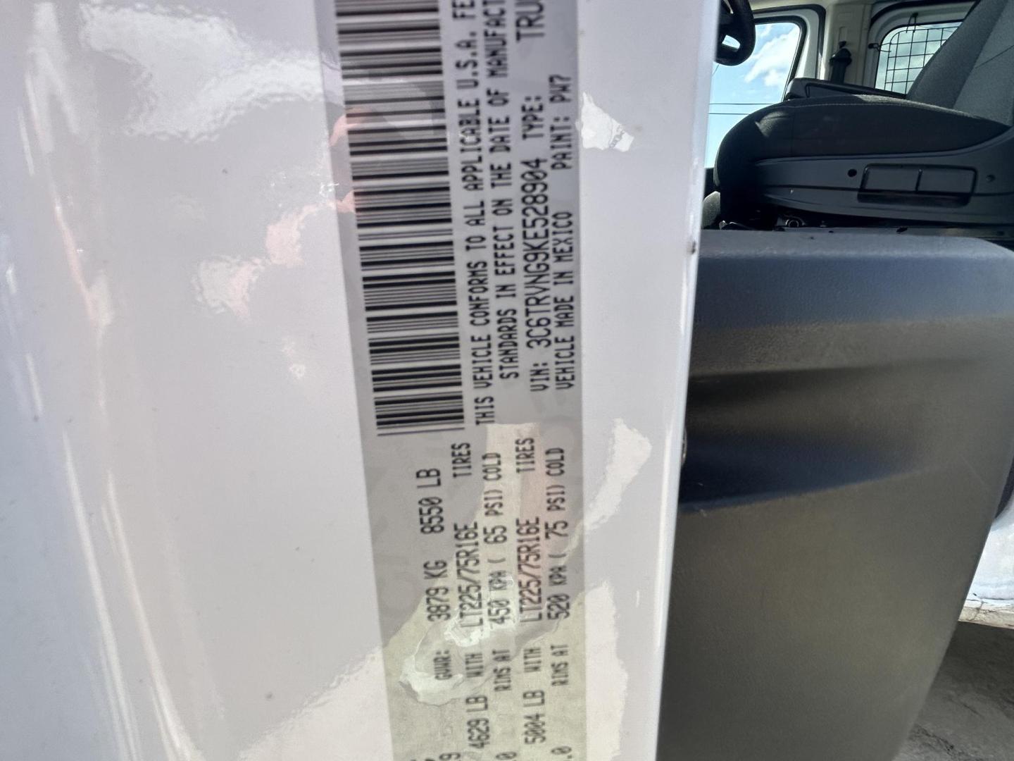 2019 White RAM Promaster 1500 Low Roof Tradesman 118-in. WB (3C6TRVNG9KE) with an 3.6L V6 engine, 6A transmission, located at 1687 Business 35 S, New Braunfels, TX, 78130, (830) 625-7159, 29.655487, -98.051491 - Photo#14