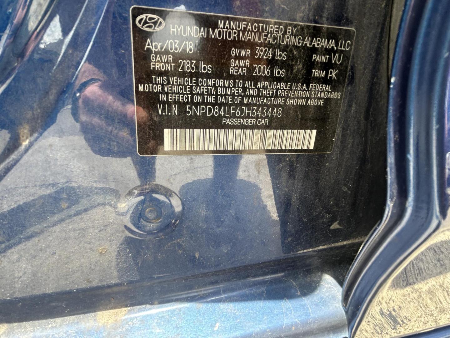 2018 Blue Hyundai Elantra Limited (5NPD84LF6JH) with an 1.8L L4 DOHC 16V engine, 6A transmission, located at 1687 Business 35 S, New Braunfels, TX, 78130, (830) 625-7159, 29.655487, -98.051491 - Photo#13