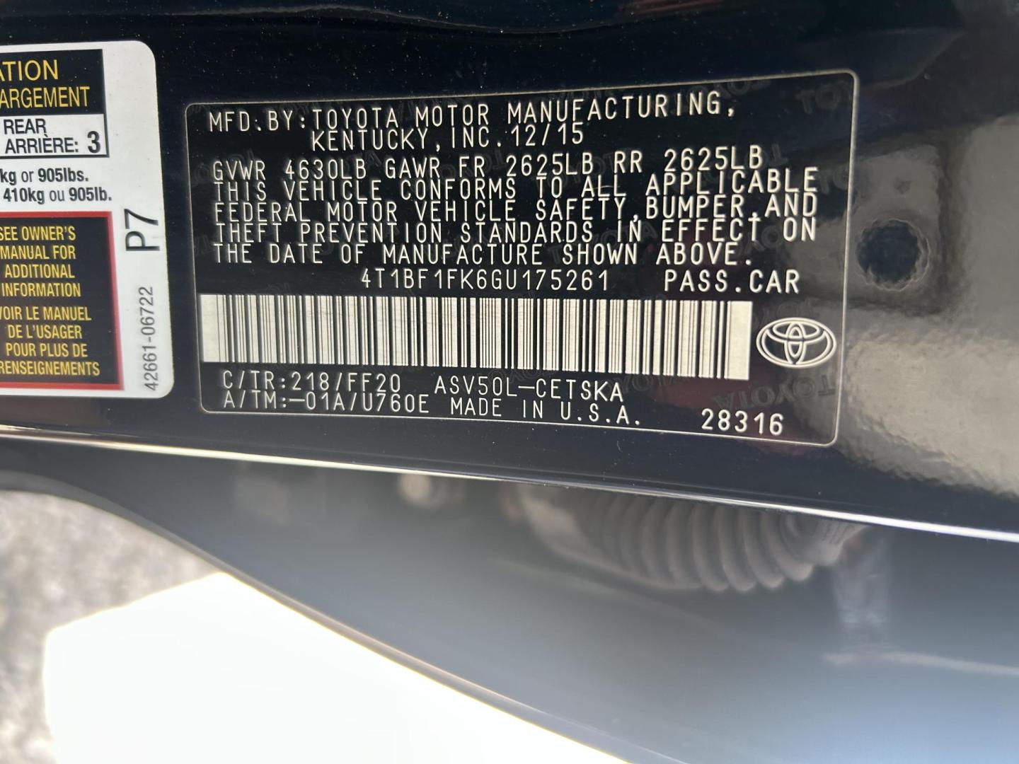 2016 Black Toyota Camry SE (4T1BF1FK6GU) with an 2.5L L4 DOHC 16V engine, 6-Speed Automatic transmission, located at 1687 Business 35 S, New Braunfels, TX, 78130, (830) 625-7159, 29.655487, -98.051491 - Photo#13