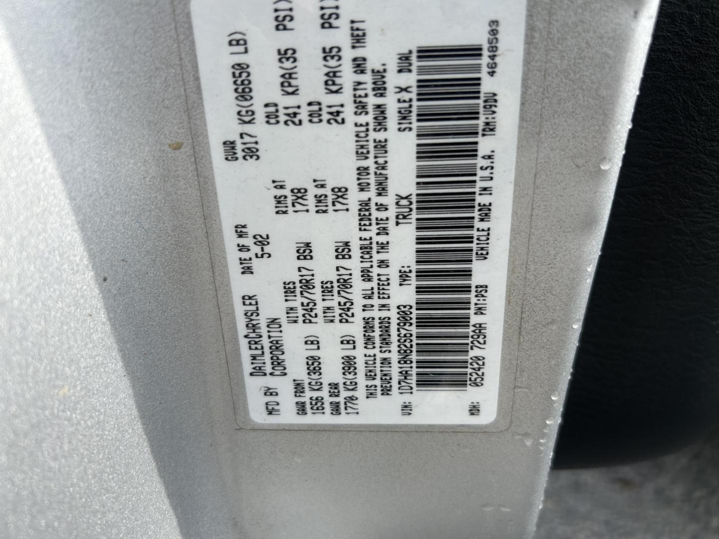 2002 Silver Dodge Ram 1500 SLT Plus Quad Cab 2WD (1D7HA18N82S) with an 4.7L V8 SOHC 16V engine, Automatic transmission, located at 1687 Business 35 S, New Braunfels, TX, 78130, (830) 625-7159, 29.655487, -98.051491 - Photo#12