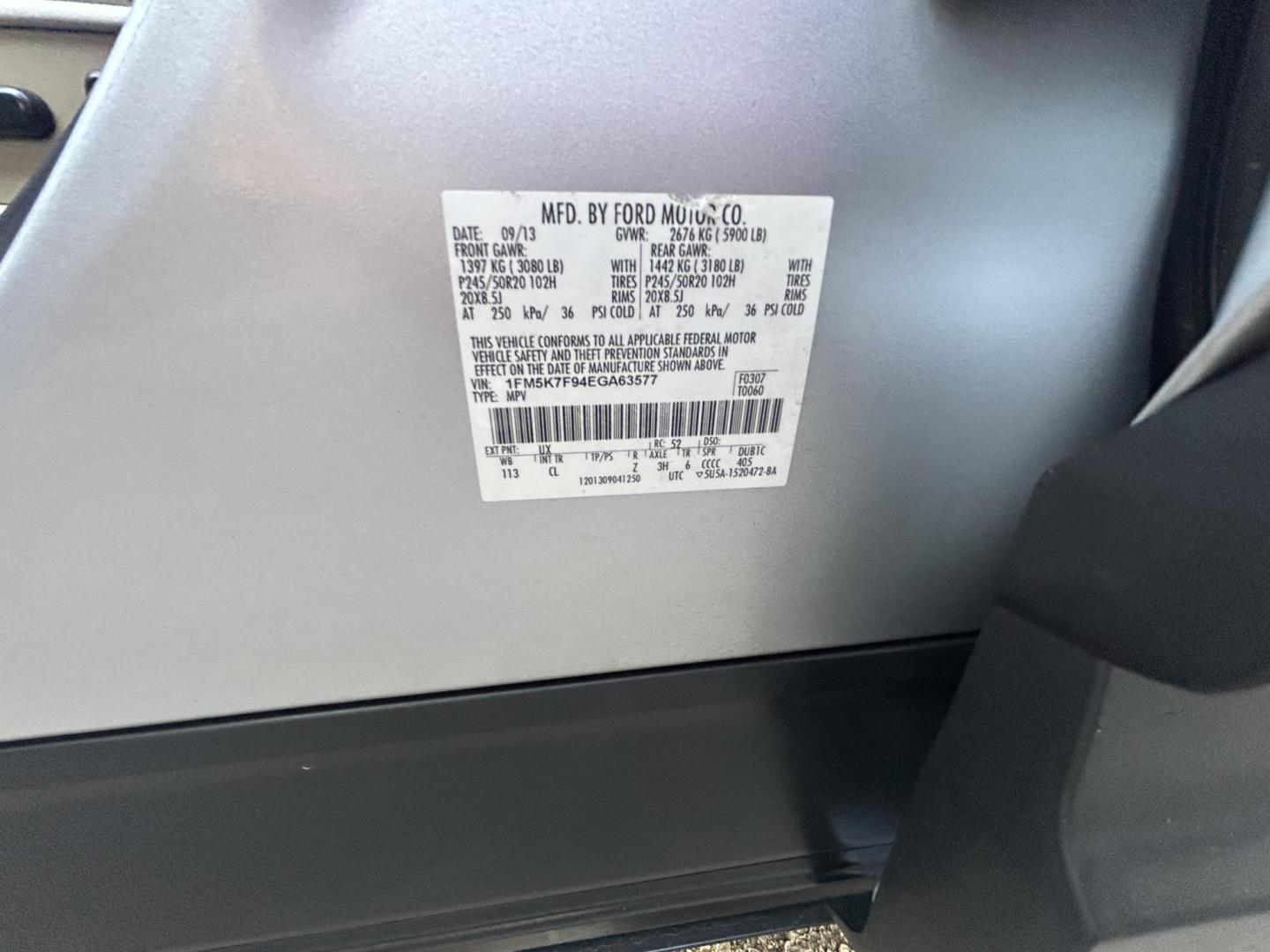 2014 Silver Ford Explorer Limited FWD (1FM5K7F94EG) with an 2.0L L4 DOHC 16V TURBO engine, 6-Speed Automatic transmission, located at 1687 Business 35 S, New Braunfels, TX, 78130, (830) 625-7159, 29.655487, -98.051491 - Photo#14