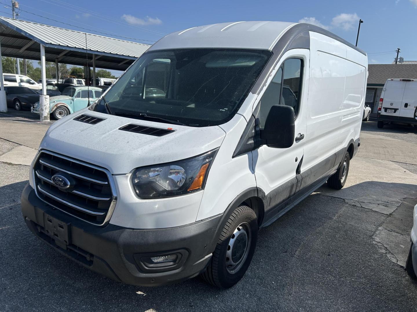 2020 White Ford Transit 250 Van Med. Roof w/Sliding Pass. 130-in. WB (1FTBR1C87LK) with an 3.5L V6 DOHC 24V engine, 6A transmission, located at 1687 Business 35 S, New Braunfels, TX, 78130, (830) 625-7159, 29.655487, -98.051491 - Photo#0