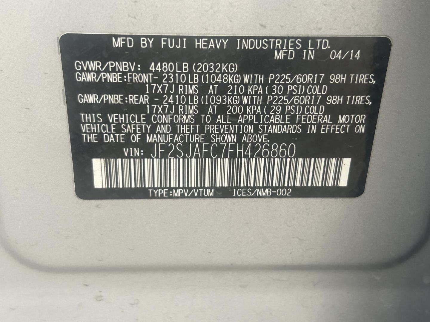 2015 Silver Subaru Forester 2.5i Premium (JF2SJAFC7FH) with an 2.5L H4 SOHC 16V engine, 6-Speed Automatic transmission, located at 1687 Business 35 S, New Braunfels, TX, 78130, (830) 625-7159, 29.655487, -98.051491 - Photo#14