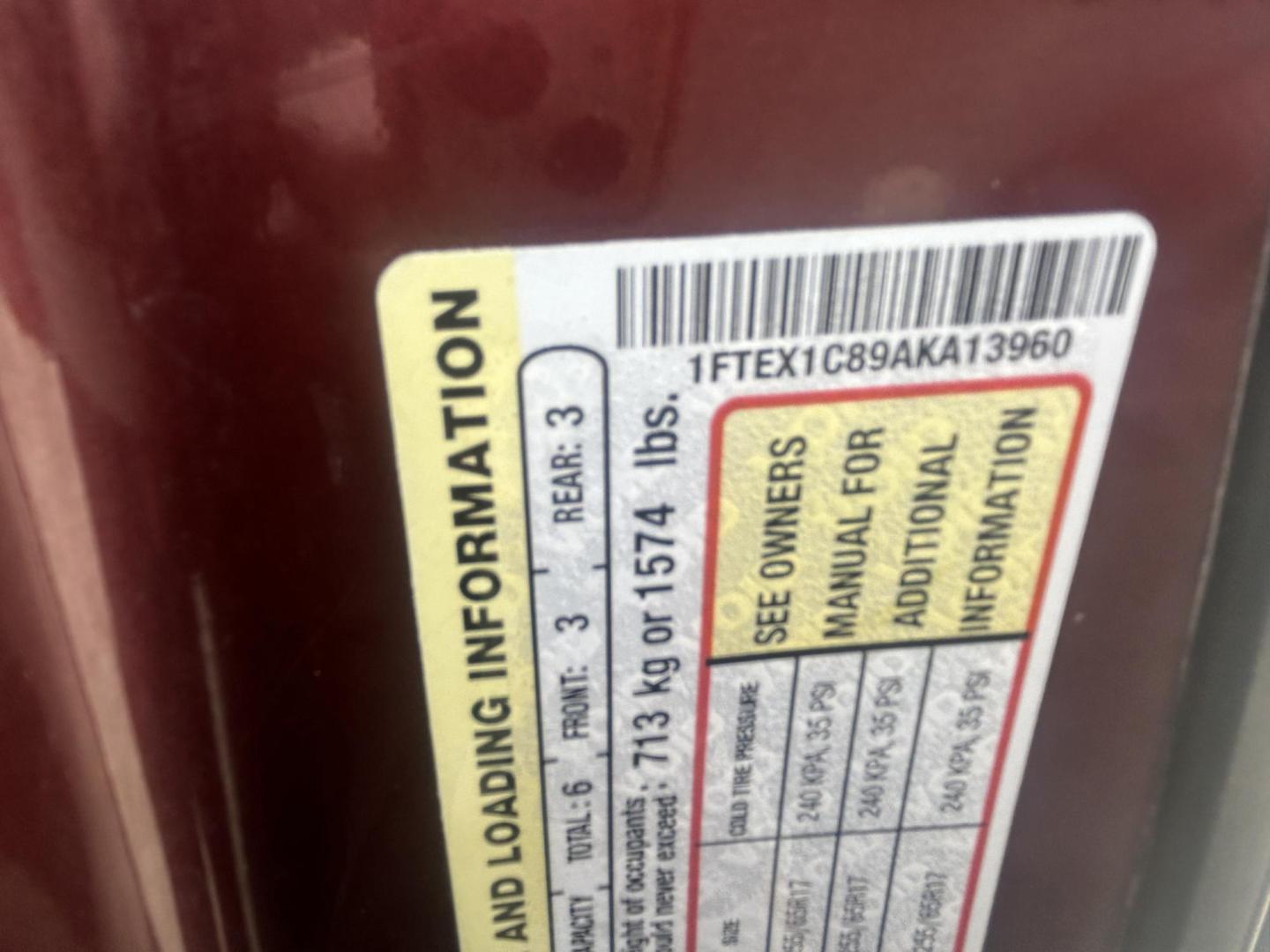 2010 Maroon Ford F-150 Lariat SuperCab 6.5-ft. Bed 2WD (1FTEX1C89AK) with an 4.6L V8 SOHC 24V engine, 4-Speed Automatic transmission, located at 1687 Business 35 S, New Braunfels, TX, 78130, (830) 625-7159, 29.655487, -98.051491 - Photo#10