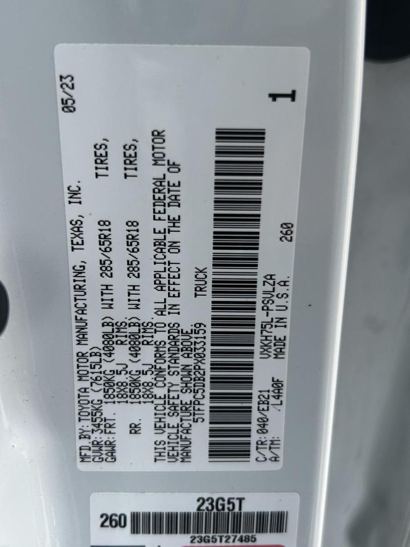 2023 White Toyota Tundra TRD PRO CrewMax 4WD Hybrid (5TFPC5DB2PX) with an 3.4L V6 DOHC 24V HYBRID engine, 6A transmission, located at 1687 Business 35 S, New Braunfels, TX, 78130, (830) 625-7159, 29.655487, -98.051491 - Photo#11