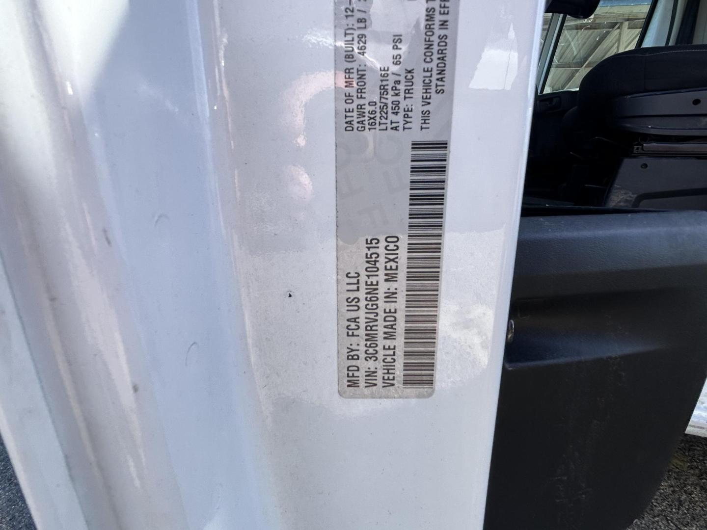 2022 White RAM Promaster 3500 High Roof 159-in. WB Ext (3C6MRVJG6NE) with an 3.6L V6 engine, 6A transmission, located at 1687 Business 35 S, New Braunfels, TX, 78130, (830) 625-7159, 29.655487, -98.051491 - Photo#13