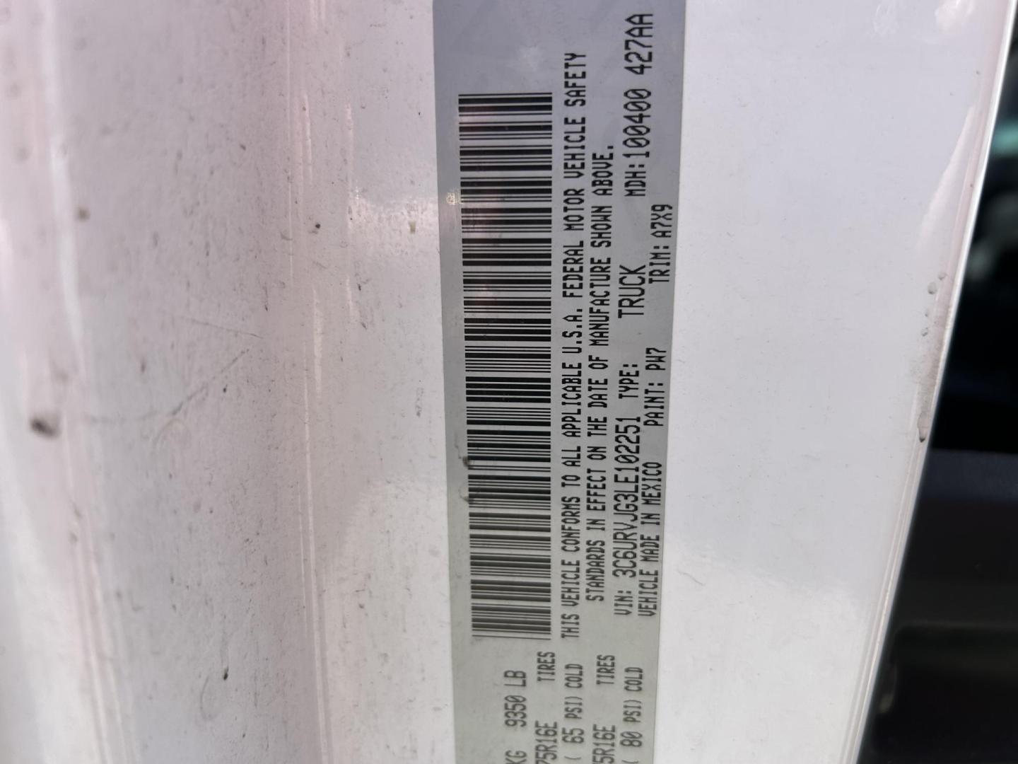 2020 White RAM Promaster 3500 High Roof Tradesman 159-in. WB Ext (3C6URVJG3LE) with an 3.6L V6 engine, 6A transmission, located at 1687 Business 35 S, New Braunfels, TX, 78130, (830) 625-7159, 29.655487, -98.051491 - Photo#15