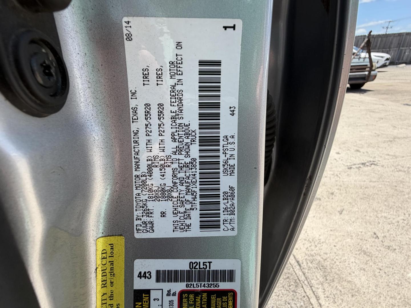 2014 Silver Toyota Tundra Limited 5.7L FFV CrewMax 4WD (5TFHW5F1XEX) with an 5.7L V8 DOHC 32V FFV engine, 6-Speed Automatic transmission, located at 1687 Business 35 S, New Braunfels, TX, 78130, (830) 625-7159, 29.655487, -98.051491 - Photo#14