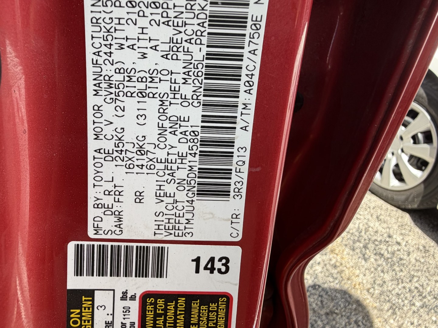 2013 Red Toyota Tacoma PreRunner Double Cab V6 Auto 2WD (3TMJU4GN5DM) with an 4.0L V6 DOHC 24V engine, 5-Speed Automatic transmission, located at 1687 Business 35 S, New Braunfels, TX, 78130, (830) 625-7159, 29.655487, -98.051491- Photo#15