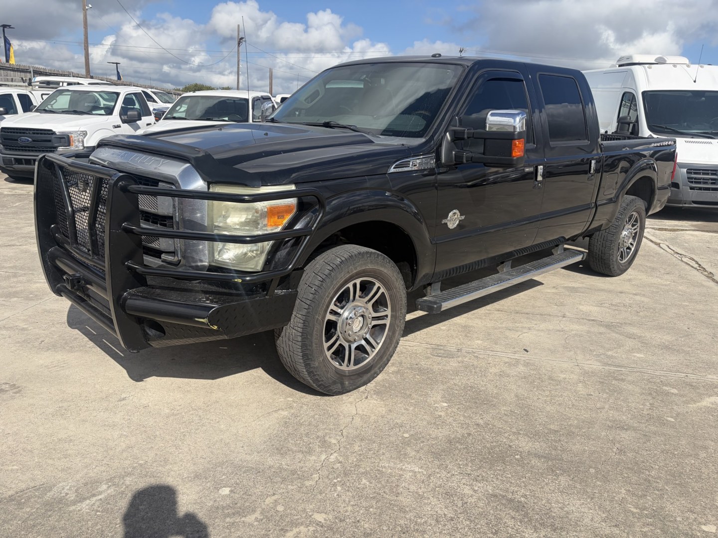 2015 Black Ford F-250 SD Lariat Crew Cab 4WD (1FT7W2BT9FE) with an 6.7L V8 OHV 16V DIESEL engine, 6-Speed Automatic transmission, located at 1687 Business 35 S, New Braunfels, TX, 78130, (830) 625-7159, 29.655487, -98.051491- Photo#0