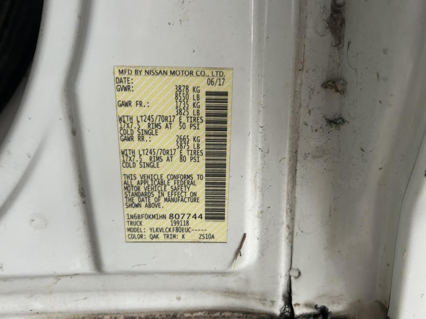 2017 White Nissan NV Cargo (1N6BF0KM1HN) with an 4.0L V6 F DOHC 24V engine, AUTOMATIC transmission, located at 1687 Business 35 S, New Braunfels, TX, 78130, (830) 625-7159, 29.655487, -98.051491 - Photo#11