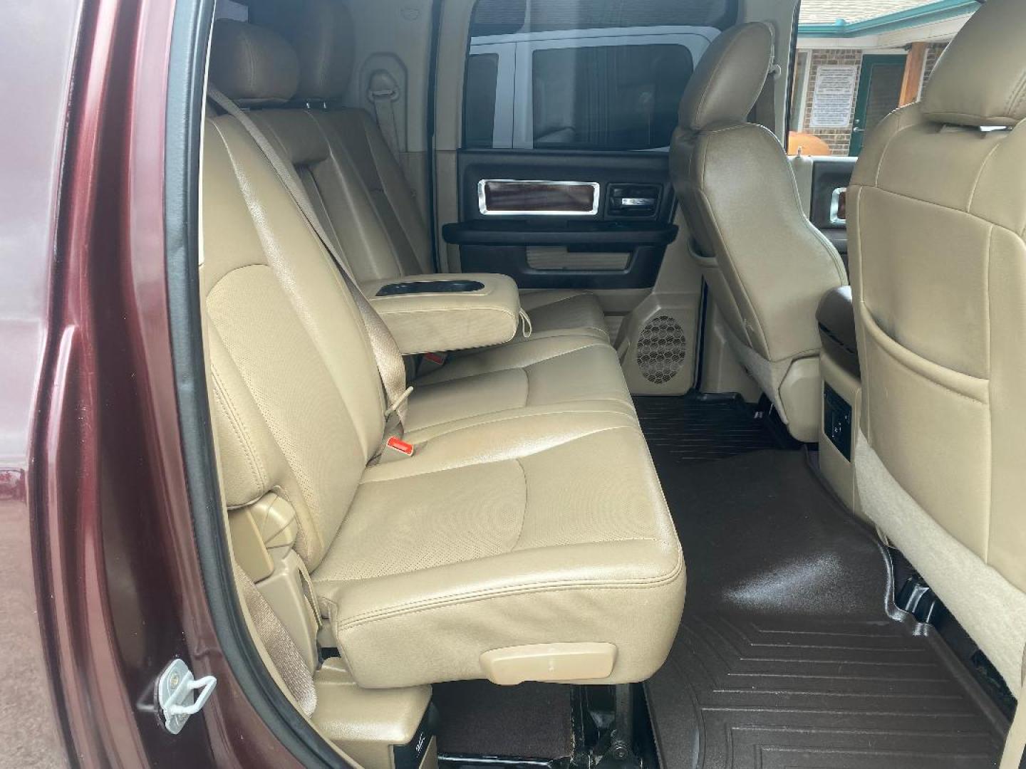 2012 Maroon /Tan Dodge Ram 3500 Laramie Mega Cab 4WD (3C63D3ML2CG) with an 6.7L L6 OHV 24V TURBO DIESEL engine, 6-Speed Automatic transmission, located at 1687 Business 35 S, New Braunfels, TX, 78130, (830) 625-7159, 29.655487, -98.051491 - Photo#7