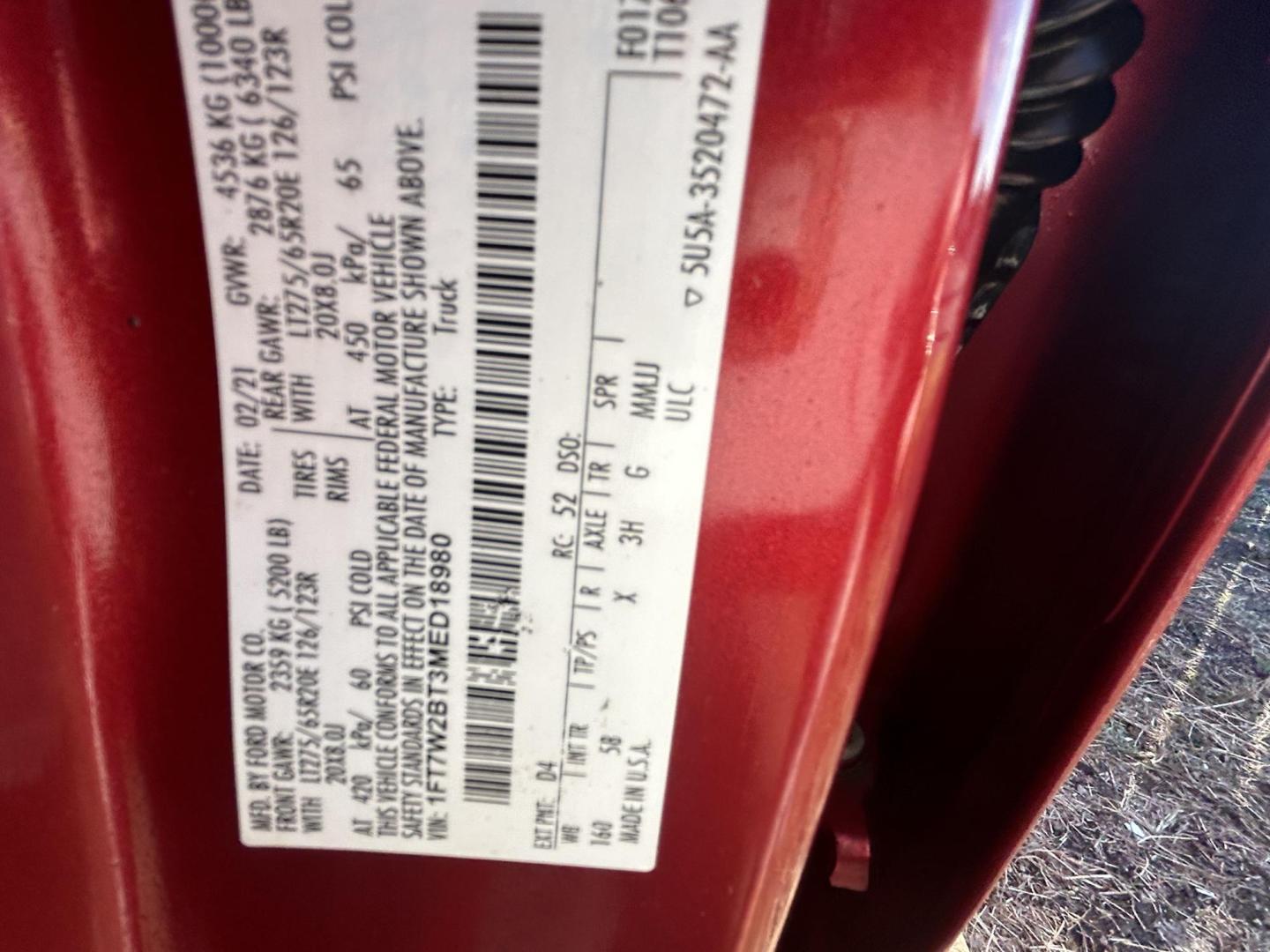 2021 Red Ford F-250 SD Lariat Crew Cab 4WD (1FT7W2BT3ME) with an 6.7L V8 OHV 16V DIESEL engine, 6A transmission, located at 1687 Business 35 S, New Braunfels, TX, 78130, (830) 625-7159, 29.655487, -98.051491 - Photo#19